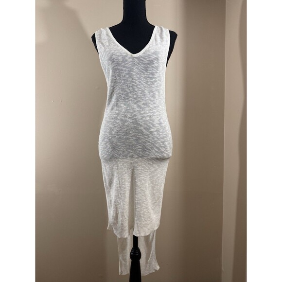 Express Ivory Slub Deep V-neck Sleeveless Tunic Sweater XS/S - Picture 4 of 7